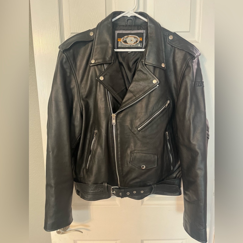 Custom Bilt Men’s Leather Motorcycle Jacket, XXL